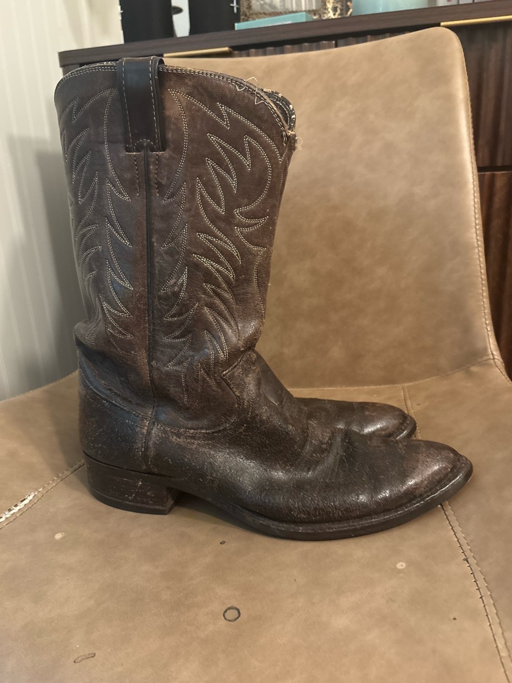 Justin Boots brown western cowboy leather shoes size 9D